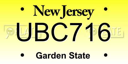 UBC716 New Jersey License Plate