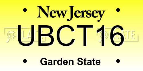 UBCT16 New Jersey License Plate