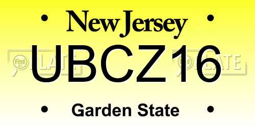 UBCZ16 New Jersey License Plate