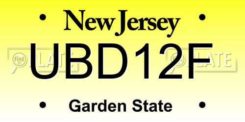 UBD12F New Jersey License Plate