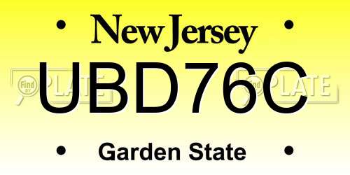 UBD76C New Jersey License Plate