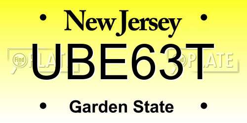 UBE63T New Jersey License Plate