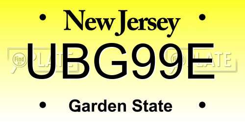 UBG99E New Jersey License Plate