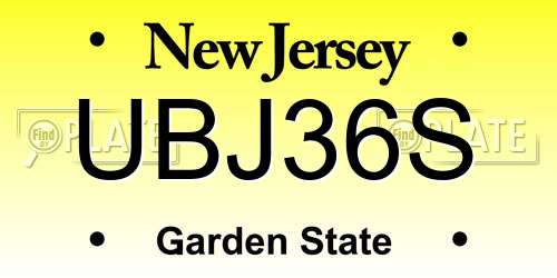 UBJ36S New Jersey License Plate