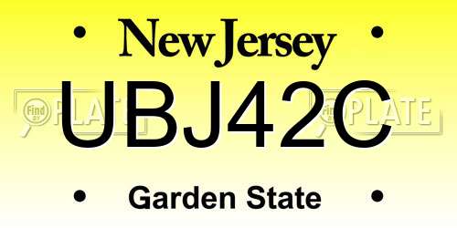 UBJ42C New Jersey License Plate
