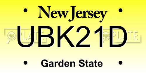 UBK21D New Jersey License Plate