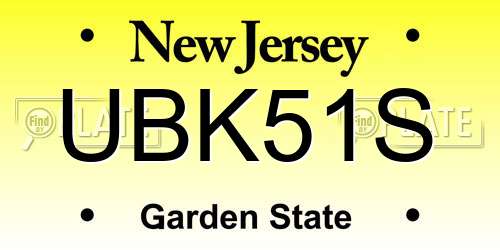 UBK51S New Jersey License Plate
