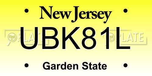 UBK81L New Jersey License Plate