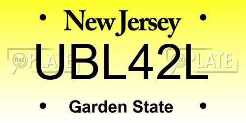 UBL42L New Jersey License Plate