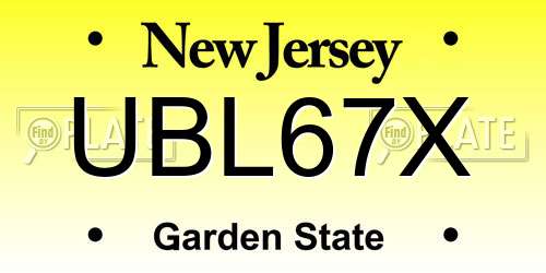 UBL67X New Jersey License Plate
