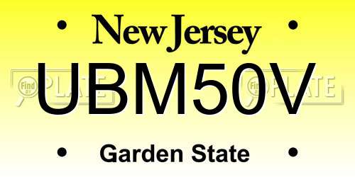 UBM50V New Jersey License Plate