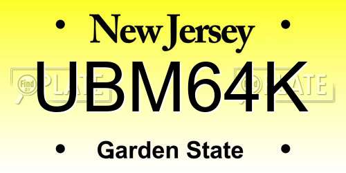 UBM64K New Jersey License Plate
