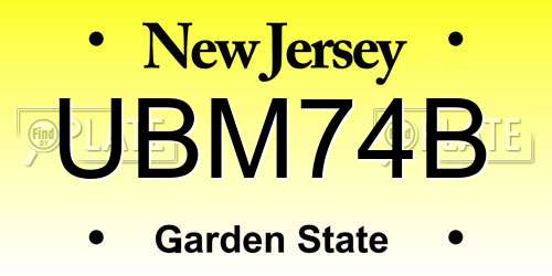 UBM74B New Jersey License Plate