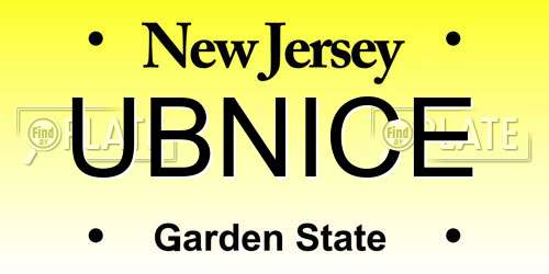 UBNICE New Jersey License Plate