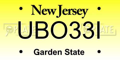 UBO33I New Jersey License Plate