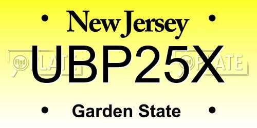 UBP25X New Jersey License Plate