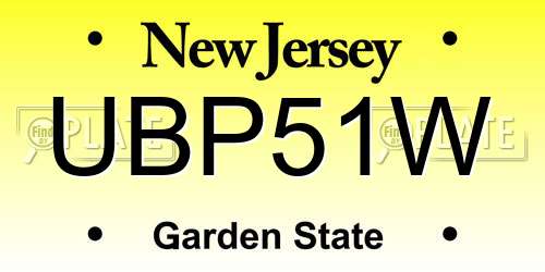 UBP51W New Jersey License Plate