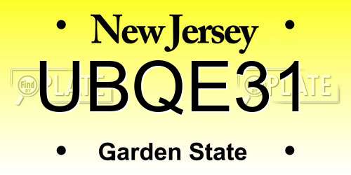 UBQE31 New Jersey License Plate
