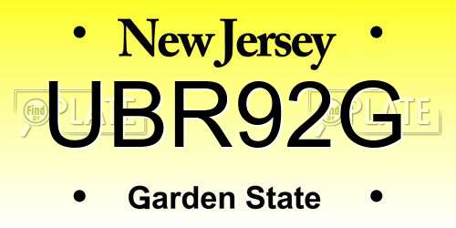 UBR92G New Jersey License Plate