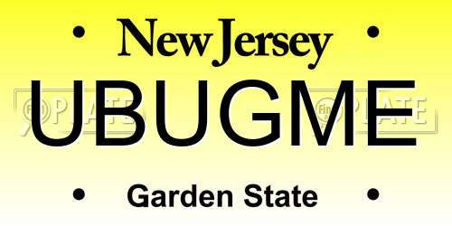 UBUGME New Jersey License Plate