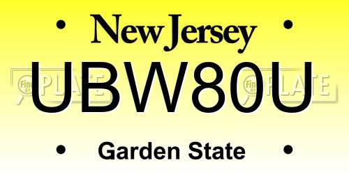 UBW80U New Jersey License Plate