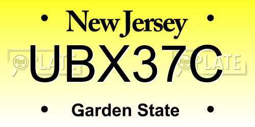 UBX37C New Jersey License Plate