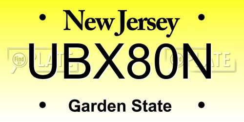 UBX80N New Jersey License Plate