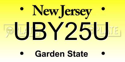 UBY25U New Jersey License Plate