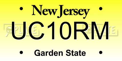UC10RM New Jersey License Plate