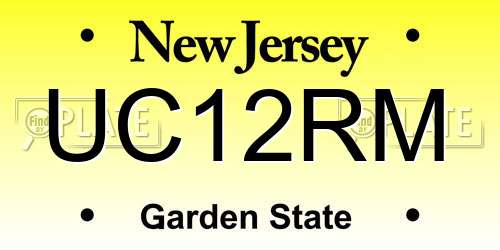 UC12RM New Jersey License Plate