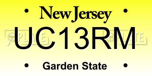 UC13RM New Jersey License Plate