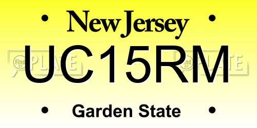 UC15RM New Jersey License Plate