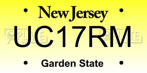 UC17RM New Jersey License Plate