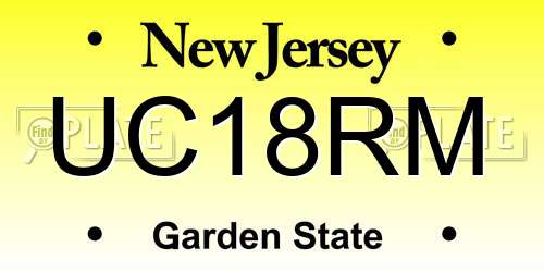 UC18RM New Jersey License Plate