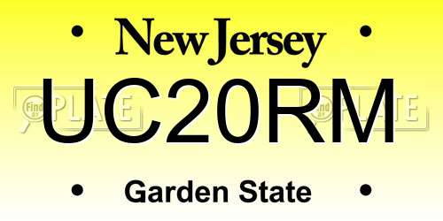 UC20RM New Jersey License Plate