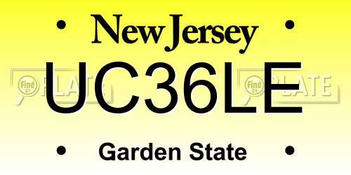 UC36LE New Jersey License Plate
