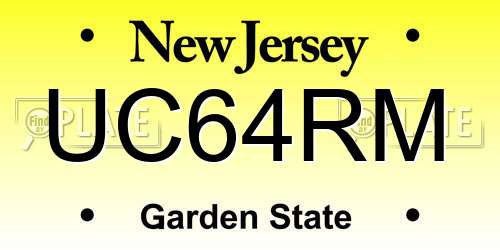 UC64RM New Jersey License Plate