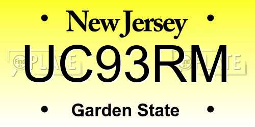 UC93RM New Jersey License Plate