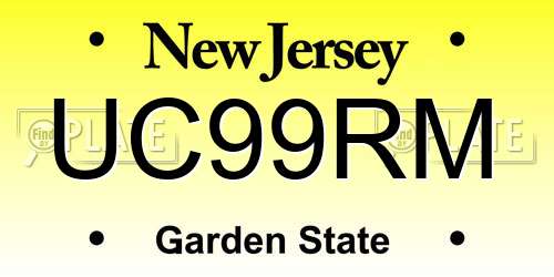 UC99RM New Jersey License Plate