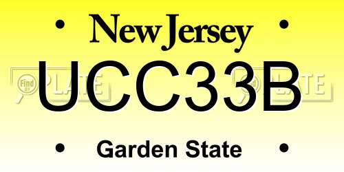 UCC33B New Jersey License Plate
