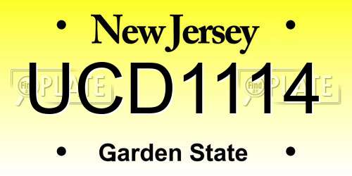 UCD1114 New Jersey License Plate