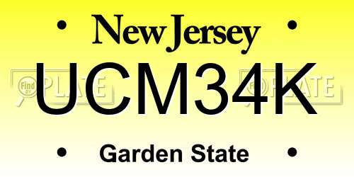 UCM34K New Jersey License Plate