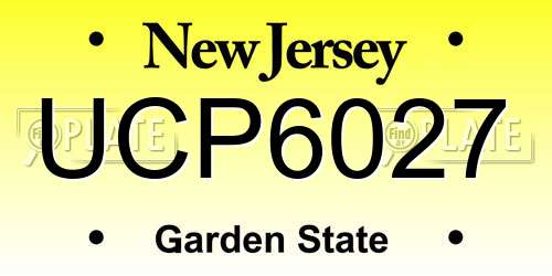 UCP6027 New Jersey License Plate