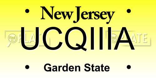 UCQIIIA New Jersey License Plate