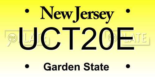 UCT20E New Jersey License Plate