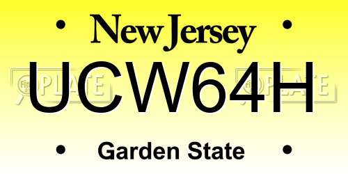 UCW64H New Jersey License Plate