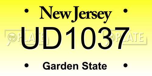 UD1037 New Jersey License Plate
