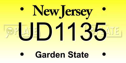 UD1135 New Jersey License Plate