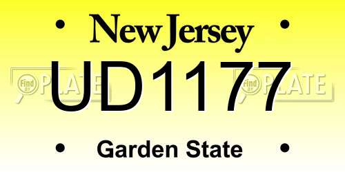 UD1177 New Jersey License Plate