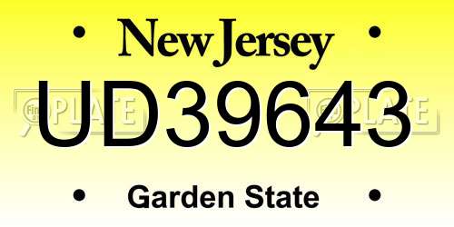 UD39643 New Jersey License Plate